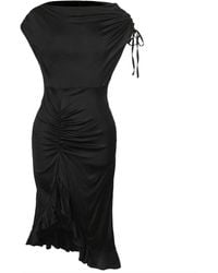 Smart and Joy - One Shoulder Off And High Ruffle Slit Fitted Dress - Lyst