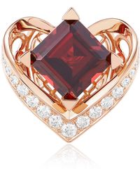 Artisan - Rose 14K Rose Garnet & Diamond Heart Ring - Lyst