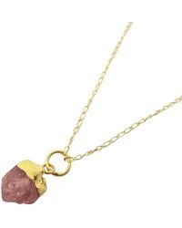 Harfi - Raw Tourmaline October Birthstone Plated Charm Necklace - Lyst