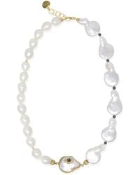 Vintouch Italy - The Eye-Plated Sapphire & Pearl Statement Necklace - Lyst