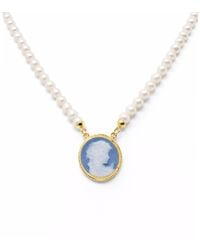 Vintouch Italy - Antoinette Cameo Necklace With Pearls - Lyst