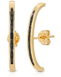 Glamrocks Jewelry - Black Baguette Suspension Hoops - Lyst