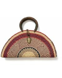 Sokona - Neutrals Large Kusana Half-Moon Handwoven Straw Bag With Brass - Lyst