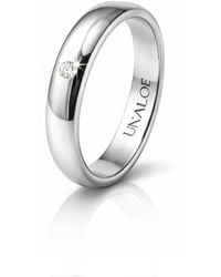Unaloe - Smooth Sterling Band Ring With Diamond: A Symbol Of Inner Strength And Light - Lyst