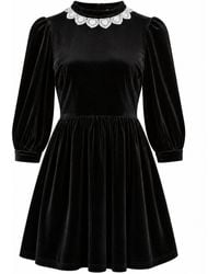 Smart and Joy - Short Skater Dress With Applied Lace Collar - Lyst