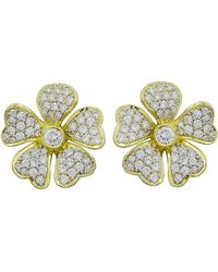Artisan - 18k Solid Gold In Natural Pave Diamond Spring Stud Earrings - Lyst