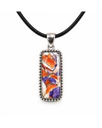 Saéa - Spiny Oyster And Lapis Mosaic Inlay Pendant Necklace On Leather Cord - Lyst
