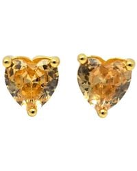 Harfi - Citrine Heart November Birthstone Stud Earrings - Lyst