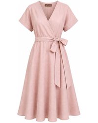 Idyllo - Linen Boho Wrapdress With Pockets - Lyst