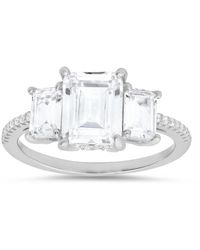 Kylie Harper - Three Stone Emerald Cut Diamond Cz Statement Ring - Lyst