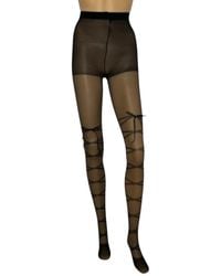 HIGH HEEL JUNGLE by KATHRYN EISMAN - Satin Bow Lace Up Tights - Lyst