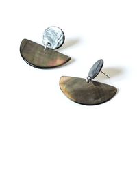 LIKHÂ - Mother-Of-Pearl Geometric Earrings Coin Half Moon Iridescent - Lyst