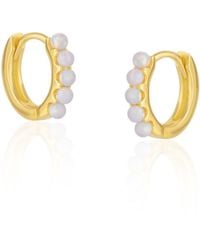 Spero London - Beaded Opal Huggie Hoop Earrings - Lyst