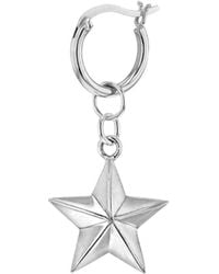 True Rocks - Sterling & Rhodium Plated Star, Hung On A Sterling Hoop Earring - Lyst