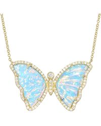 KAMARIA - Prism Opal Butterfly Necklace With Diamonds - Lyst