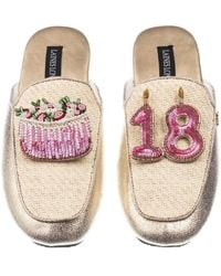 Laines London - Neutrals Classic Mules With 18Th Birthday & Cake Brooches - Lyst