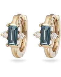 Zohreh - London Topaz & Diamond Baguette Huggie Hoop Earring Pair 9K - Lyst