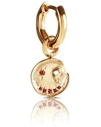 Kasun - Smile Hoop Earrings – January – Garnet – Plated - Lyst