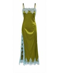 Curated Row - Delia Satin Lace Trim Slip Dress - Lyst