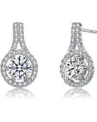 Genevive Jewelry - Plated With Clear Round Cubic Zirconia Drop Earrings - Lyst