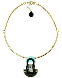 Gissa Bicalho - Handmade Acrylic Necklace Pendant Deco Mirror Rectangular Stone - Lyst
