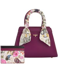 Fable England - Floral Engravings Mini Plum Tote & Card Holder Set - Lyst