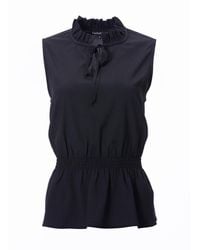 Carloslines - Front Neck Tie Smocked Waist Sleeveless Top - Lyst