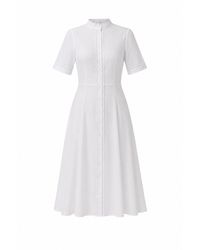 IZABELA MANDOIU - Elegant Linen Lace Trim Midi Dress - Lyst