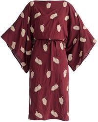 Paisie - Leaf Embroidered Kimono Sleeves Midi Dress - Lyst