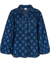 SUNSHINE TIENDA - Denim Eyelet Willa Top - Lyst