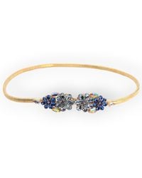DAMAPREZIOSA - Plated Stretch Metal Belt With Daisy Buckle With Sapphire And Aquamarine Crystals - Lyst