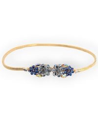 DAMAPREZIOSA - Plated Stretch Metal Belt With Daisy Buckle With Sapphire And Aquamarine Crystals - Lyst