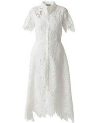 IZABELA MANDOIU - Embroidered Lace Midi Shirt Dress With Side Pockets - Lyst
