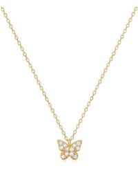 KAMARIA - Tiny Butterfly Charm Necklace With Diamonds - Lyst