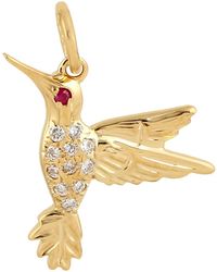 Artisan - 18k Yellow Gold Natural Diamond Ruby Gemstone Bird Pendant Handmade Jewelry - Lyst