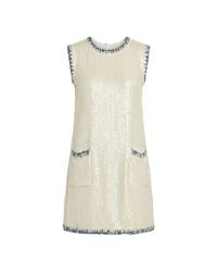 Modenaire - Neutrals Embellished Knit Mini Dress Sculpted Form - Lyst