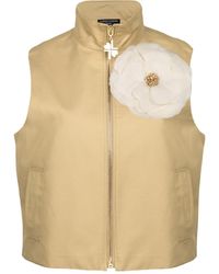 House of Laines London - Neutrals Laines Couture Hand Embellished Cream Organza Flower Cropped Trench Gilet - Lyst