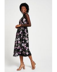 green emerald velvet dress Emilia Black Floral Embellished Maxi Dress main image 1