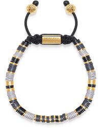 Nialaya - Beaded Bracelet With Grey And Gold Disc Beads - Lyst