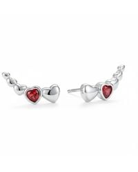 Harfi - Dainty Love Heart Sterling Stud Earrings - Lyst