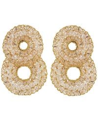 Lavish by Tricia Milaneze - Crystal Clear Handmade Crochet Small Double Hoops Earrings - Lyst