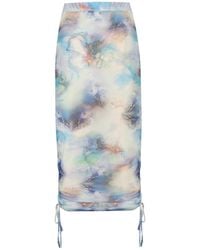 No'design - Sheer Midi Skirt With Side Ruched Detail - Lyst
