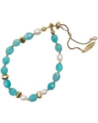 Farra - Amazonite With Freshwater Pearls Adjustable Bracelet - Lyst