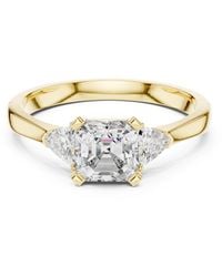 Aya Fine Jewelry - 2 Carat Emerald & Trillion Cut Lab Grown Diamond Engagement Ring - Lyst