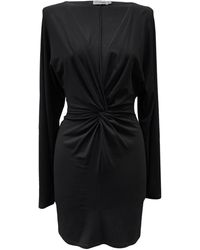 Imaatu - Eclipse Knot Front Extremely Deep V-Neck Sculpting Elastic Viscose Mini Dress Long Kimono Sleeves - Lyst