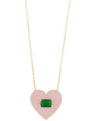 SHYMI - Pave Heart & Stone Necklace - Lyst