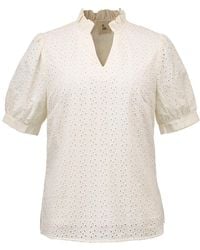 Smart and Joy - Neutrals Eyelet Cotton Lace Loose Blouse -Cream - Lyst