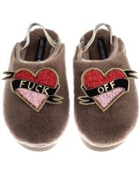 Laines London - Neutrals Flatform Cloud Closed Toe Slippers With Fuck Off Brooches - Lyst