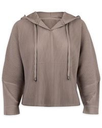 Wild Cosmos - Neutrals Vivian Hooded Double Knit Plissé Pull Over - Lyst