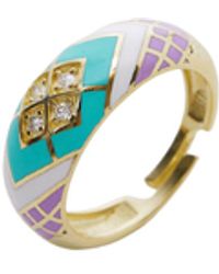 Spero London - Enamel Turquoise Five Color Sterling Silver Dome Ring - Lyst